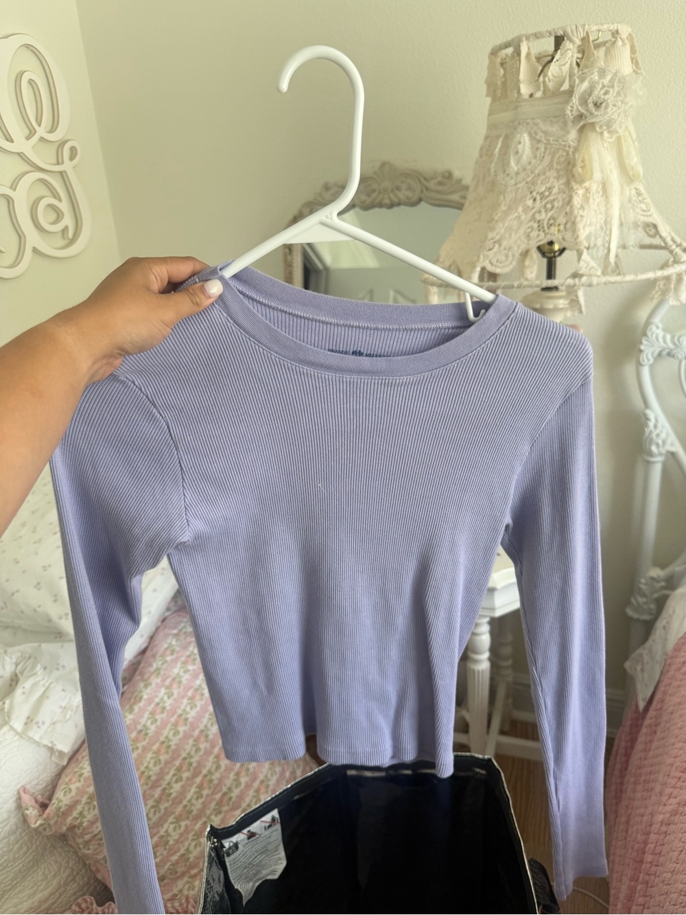 Brandy Melville Lavender Ribbed Long Sleeve Top